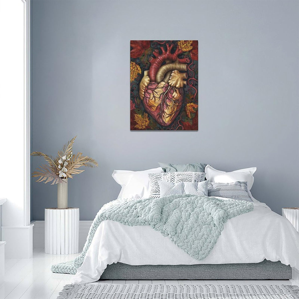 Heart Wall Art Human Heart Pictures Canvas Wall Decor Anatomy Aesthetic Painting Home Modern Artwork Decorations Framed for Nurse Office Bathroom Bedroom Living Room 12 x 16 inch (16"L x 12"W / Heart)