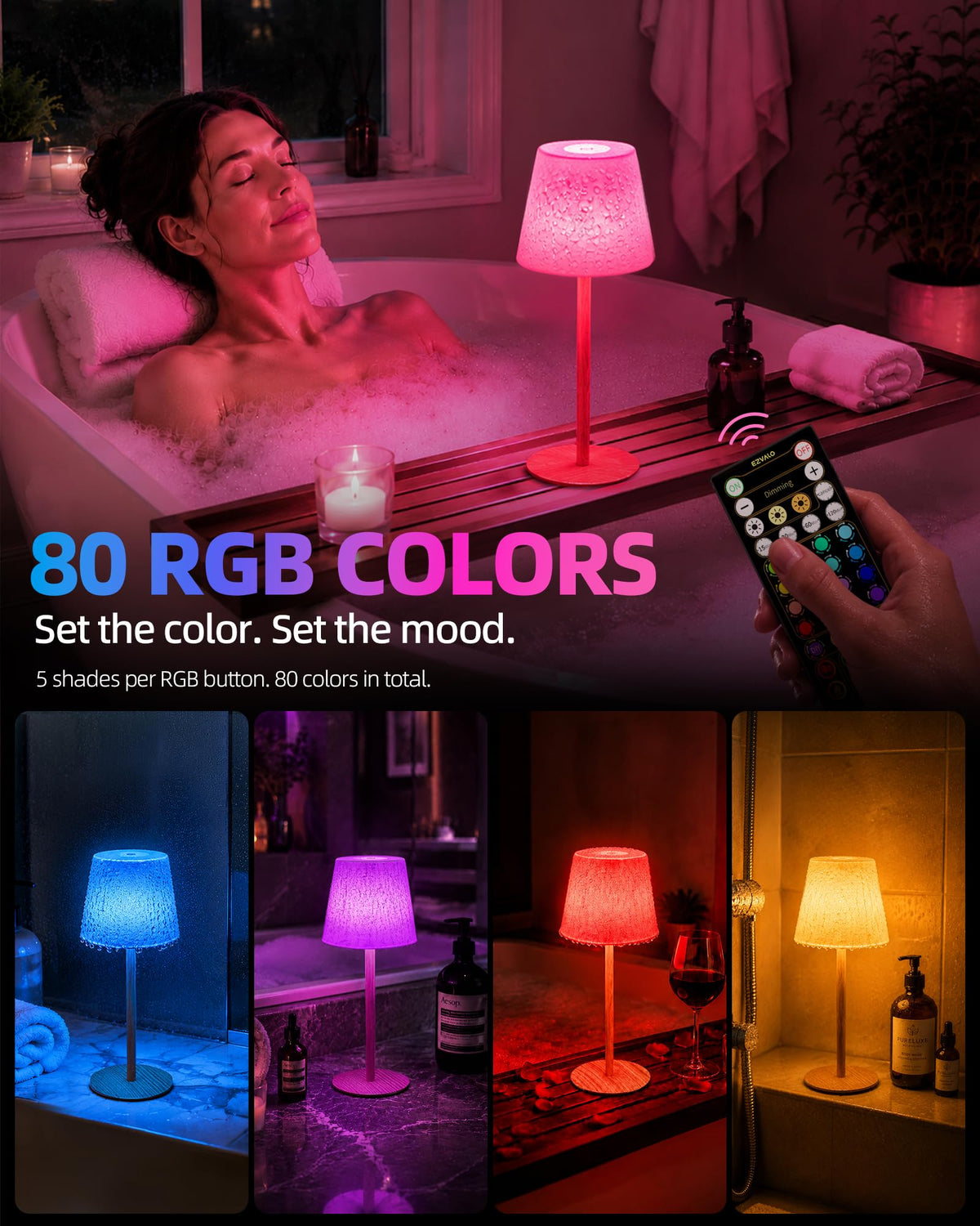 Spa Like RGB Shower Lamp (RGB-Wood Grain / 2 Pack)