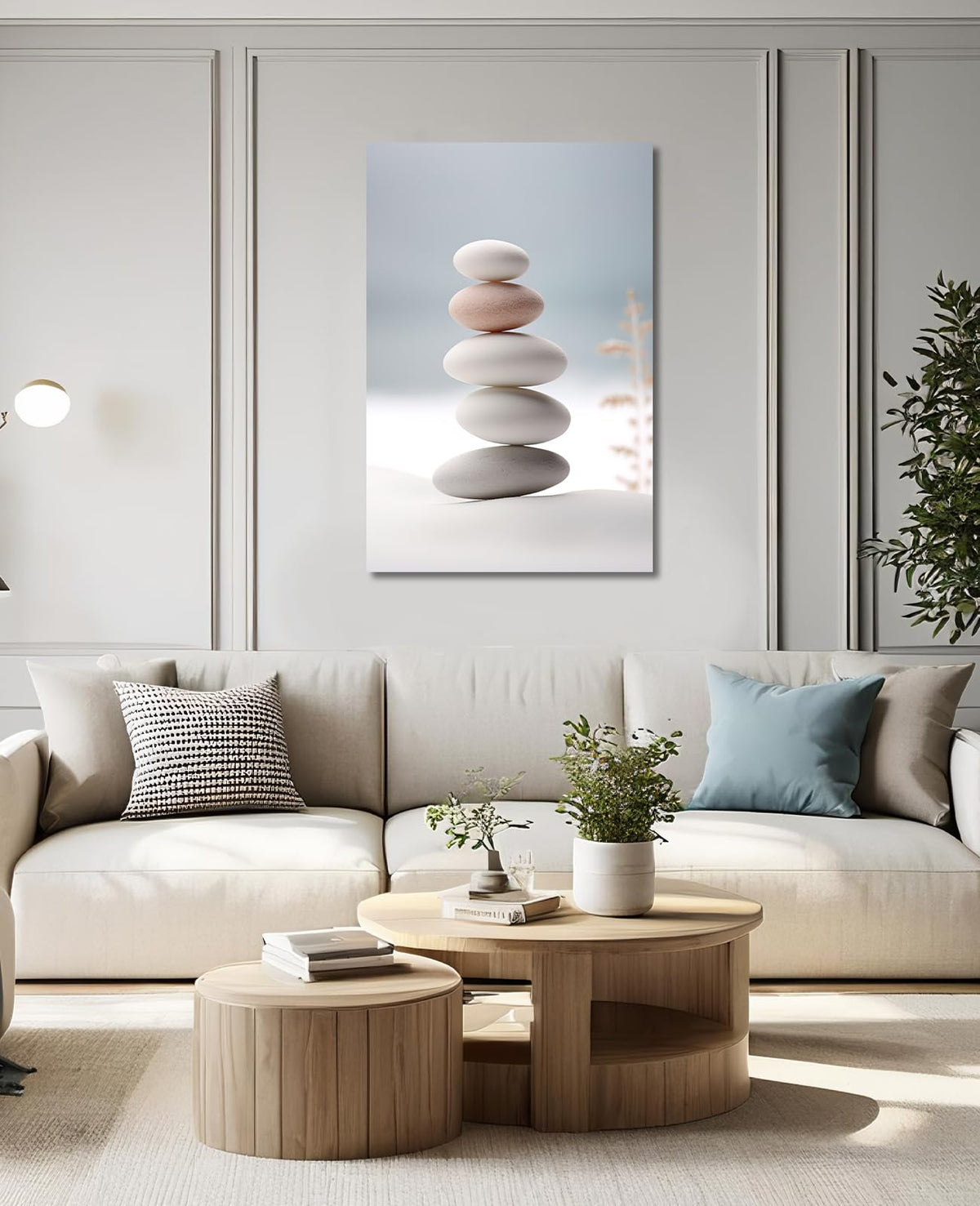 Zen Wall Art Canvas Print Bathroom Decor Spa Stone Picture Meditation Painting Artwork for Yoga Spiritual Room Living Room Office Modern Home Decor Frame (30"L x 20"W / Art-2)