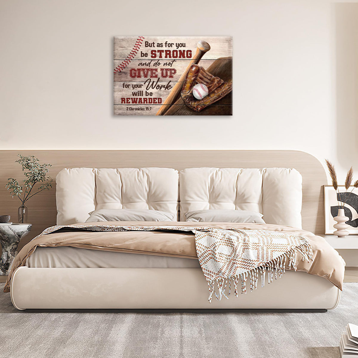 Christian Baseball Wall Art Boys Room Decor Scripture Sports Canvas Prints Painting Inspirational Motivational Quotes Pictures Framed Men Baseball Gifts Artwork for Classroom Gym Playroom 24"x16" (24"L x 16"W / Chronicles Baseball)