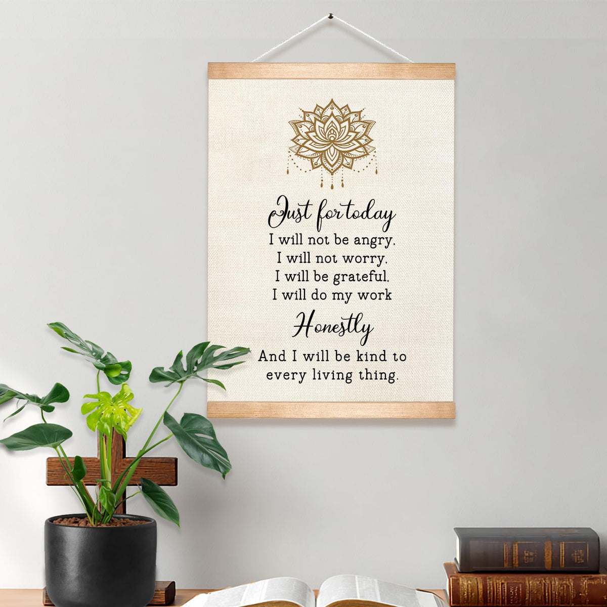 Boho Lotus Wall Art Poster (Beige-1)