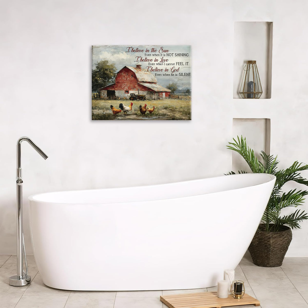 Farm Canvas Wall Art Rustic Farmhouse Print Painting Framed ArtWork 16"x24" (Farm / 24"L x 16"W)