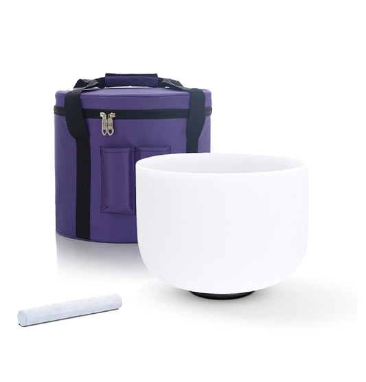 432hz Crystal Singing Bowl G Note Throat Chakra 10 Inch With Heavy Duty Carrying Case for Yoga Musical Instrument (10 Inch G 432hz White)