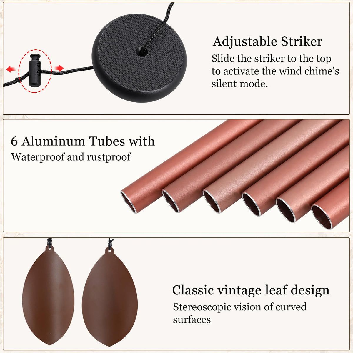 36 Inch Deep Tone Wind Chimes for Outside (36"cp)