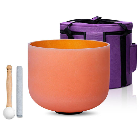 Crystal Singing Bowl 8 in Orange D Note 432Hz with Carrying Case (Orange D Note)