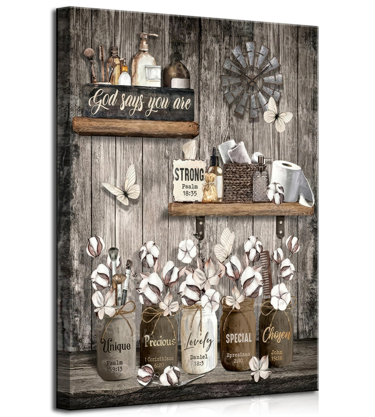 Rustic Farmhouse Bathroom Canvas Wall Art 16x24Inches (Bible Canvas / 24"L x 16"W)