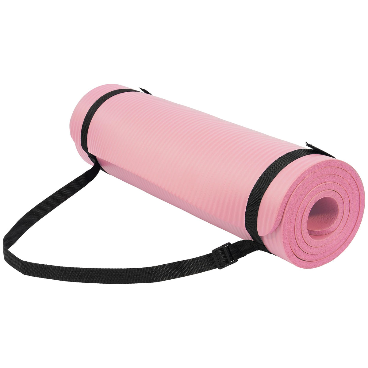 1/2-inch Thick High Density Exercise Yoga Mat with Carrying Strap (Pearly Pink)