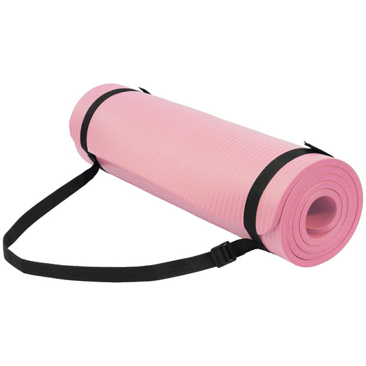 1/2-inch Thick High Density Exercise Yoga Mat with Carrying Strap (Pearly Pink)