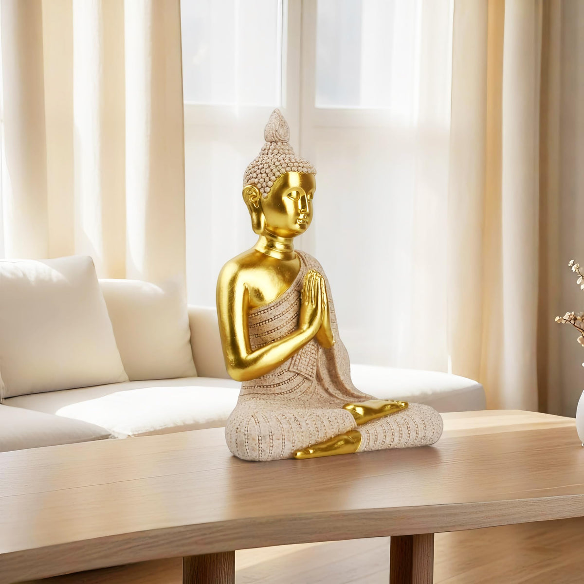 8 Inch Hand Painted Buddha Statue (B-gilded Sandstone)