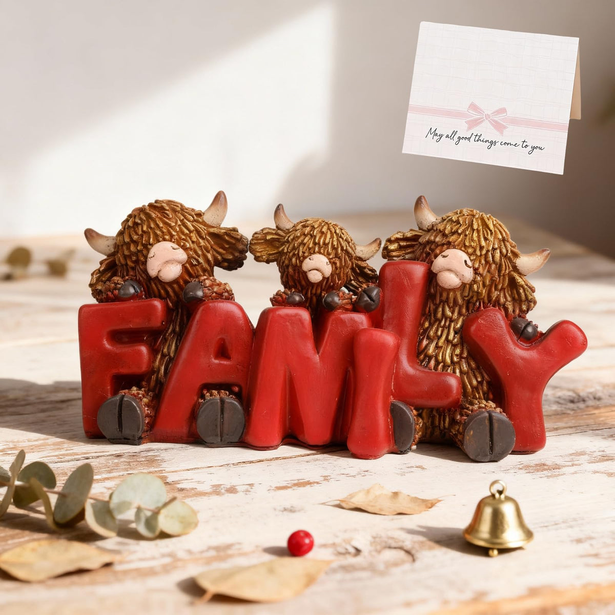 Cute Highland Cow Family Figurine (04-family)
