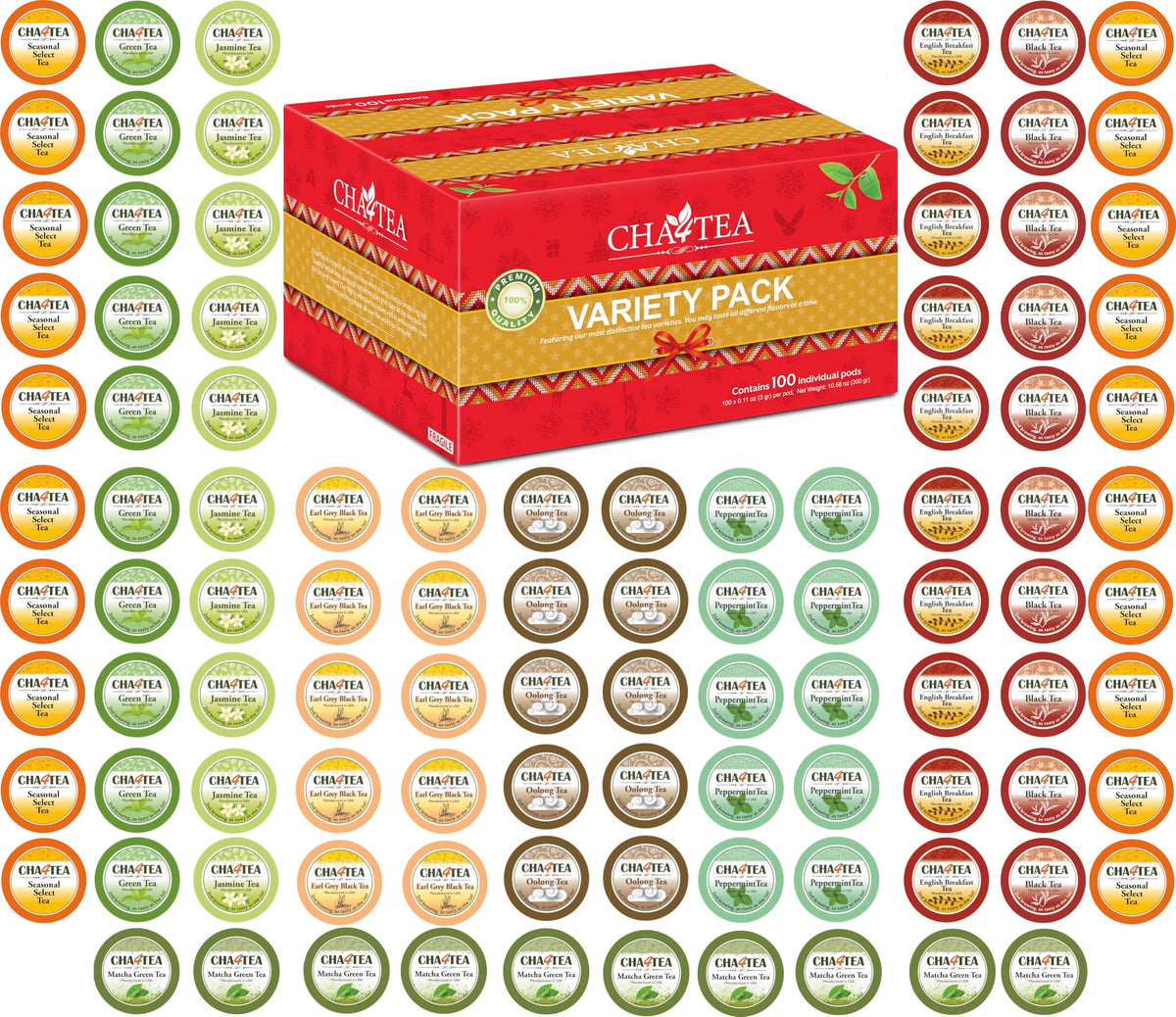 100 Count Variety Pack Tea Pod Compatible with Keurig K (100 Count (Pack of 1))