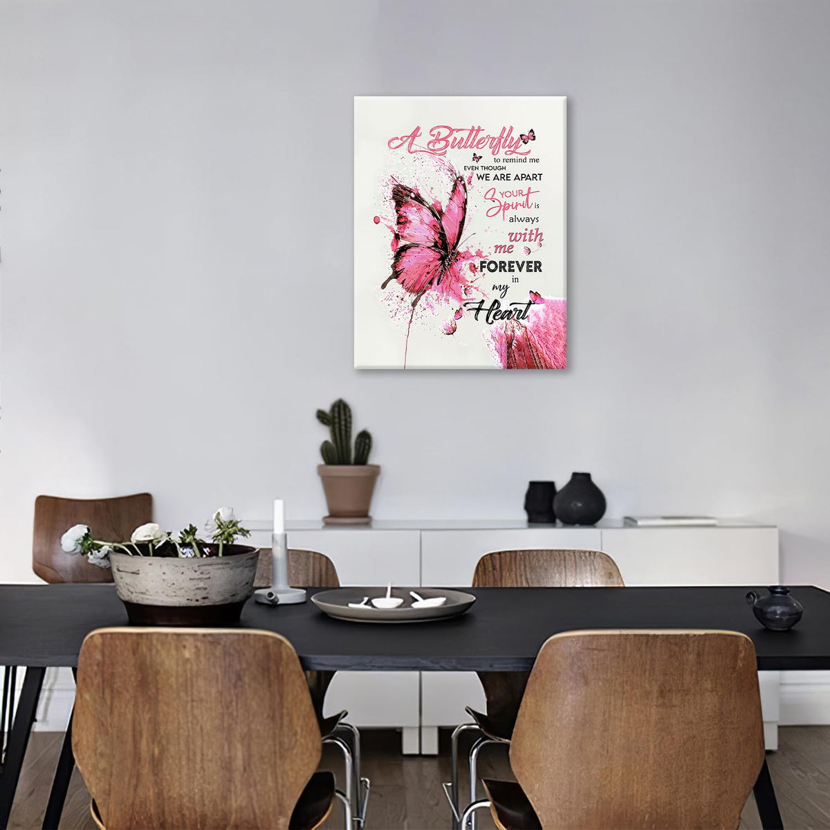 Pink Butterfly Wall Art Watercolor Bathroom Pictures Wall Decor Inspirational Quotes Canvas Prints Painting Framed Artwork Decoration for Bedroom Living Room Office 24"x20" (24"L x 20"W / Watercolor Butterfly-Pi)