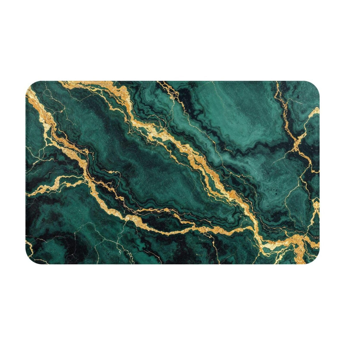 Emerald Green Gold Marble Bath Mat Non (1'8" x 2'8" (Rectangular) / Green Gold Marble)