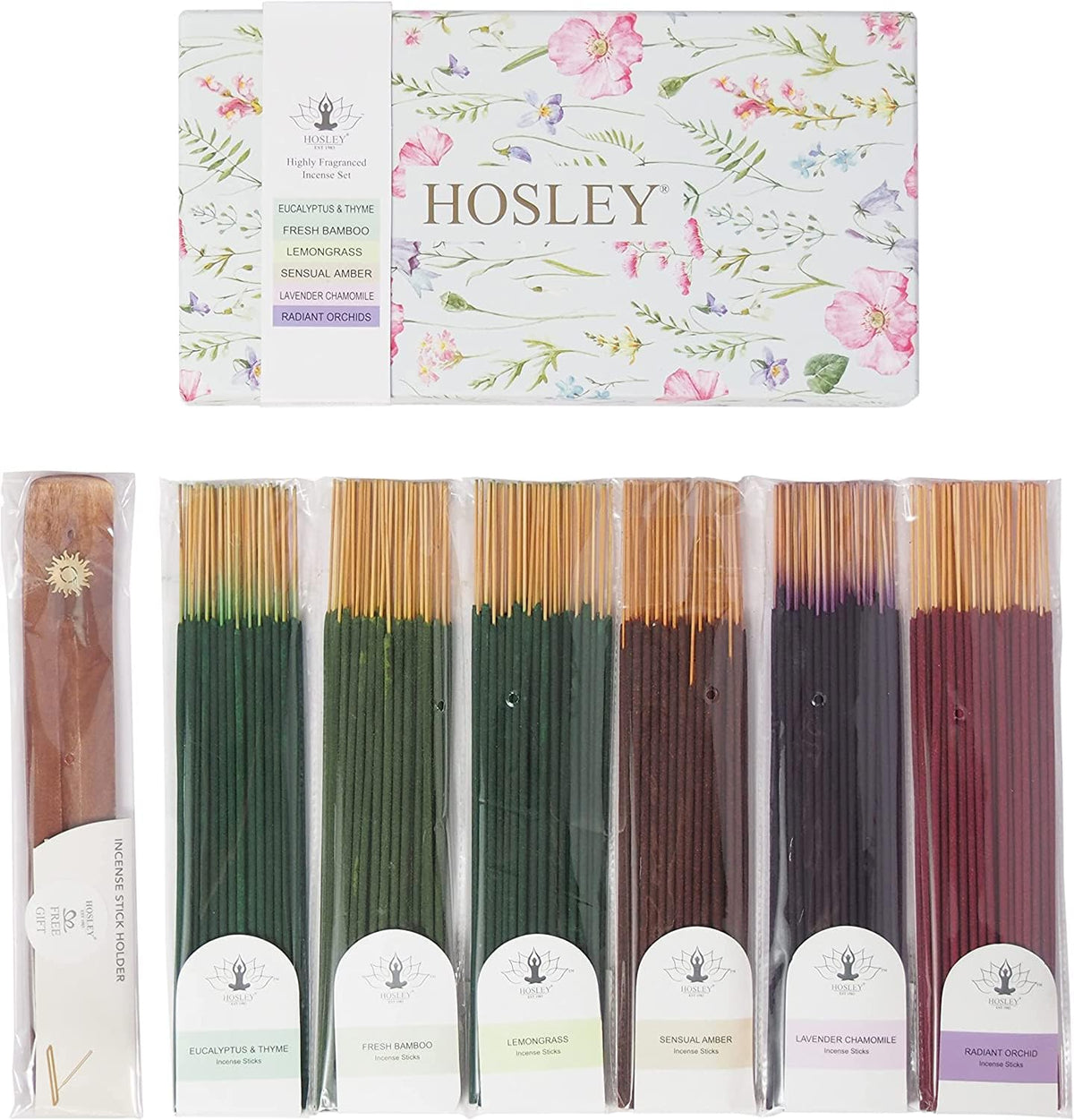 320 Assorted Incense Sticks with Holder Eucalyptus (Multicolor 7)
