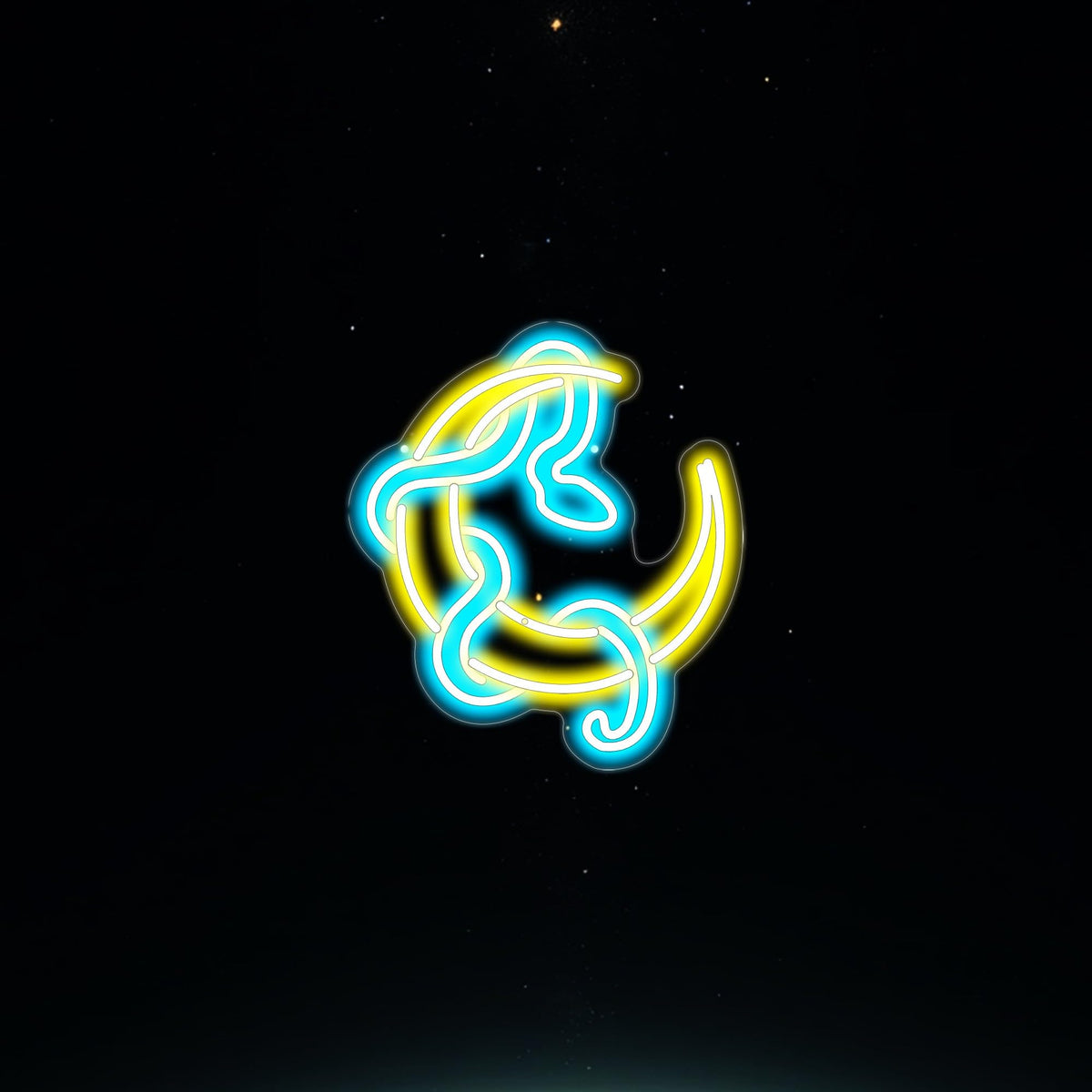 Snake On Moon Neon Sign Mystic Spiritual Space Wall Decor (Moon Snake-Yellow)