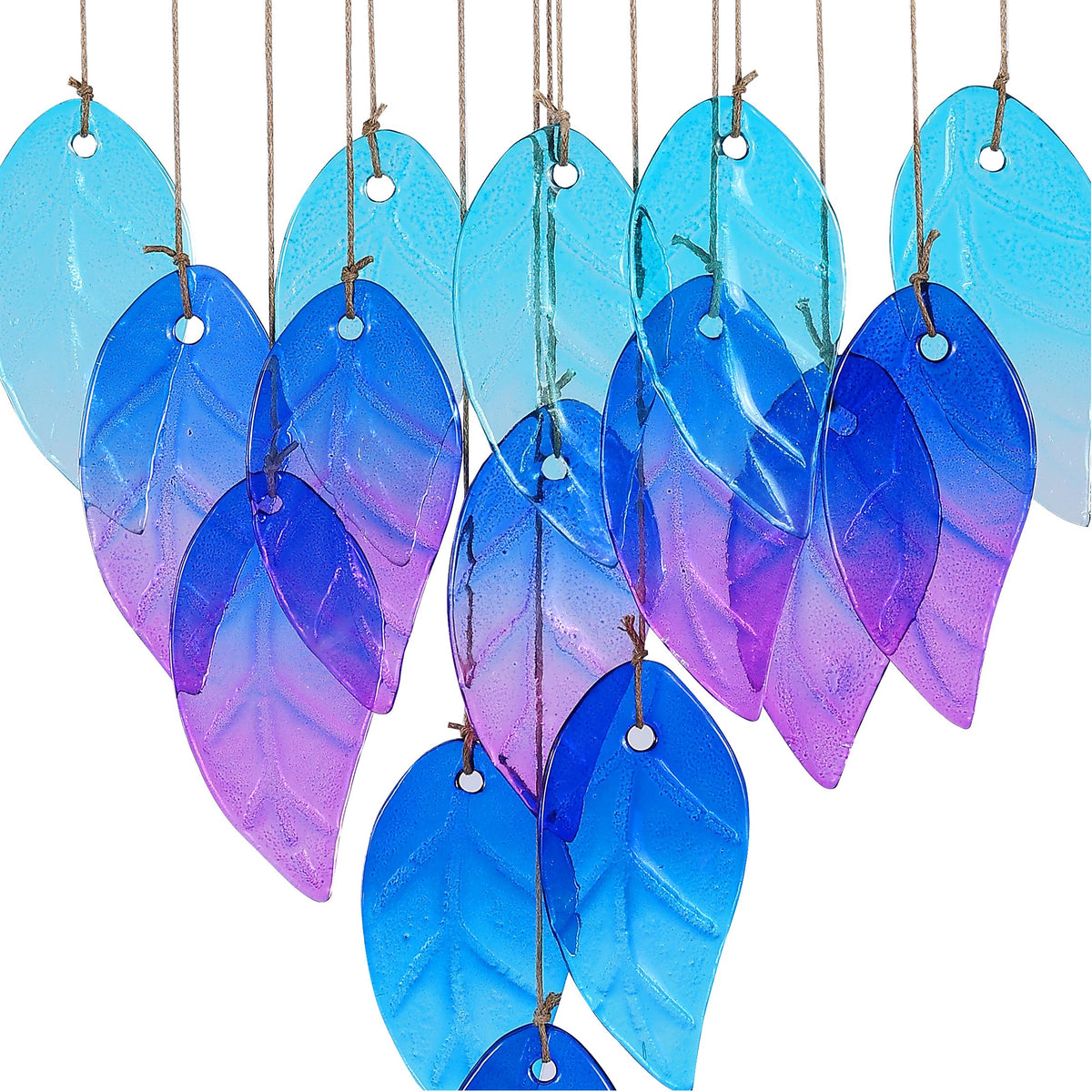 Glass Leaves Wind Chimes for Outdoor Memorial Decor
