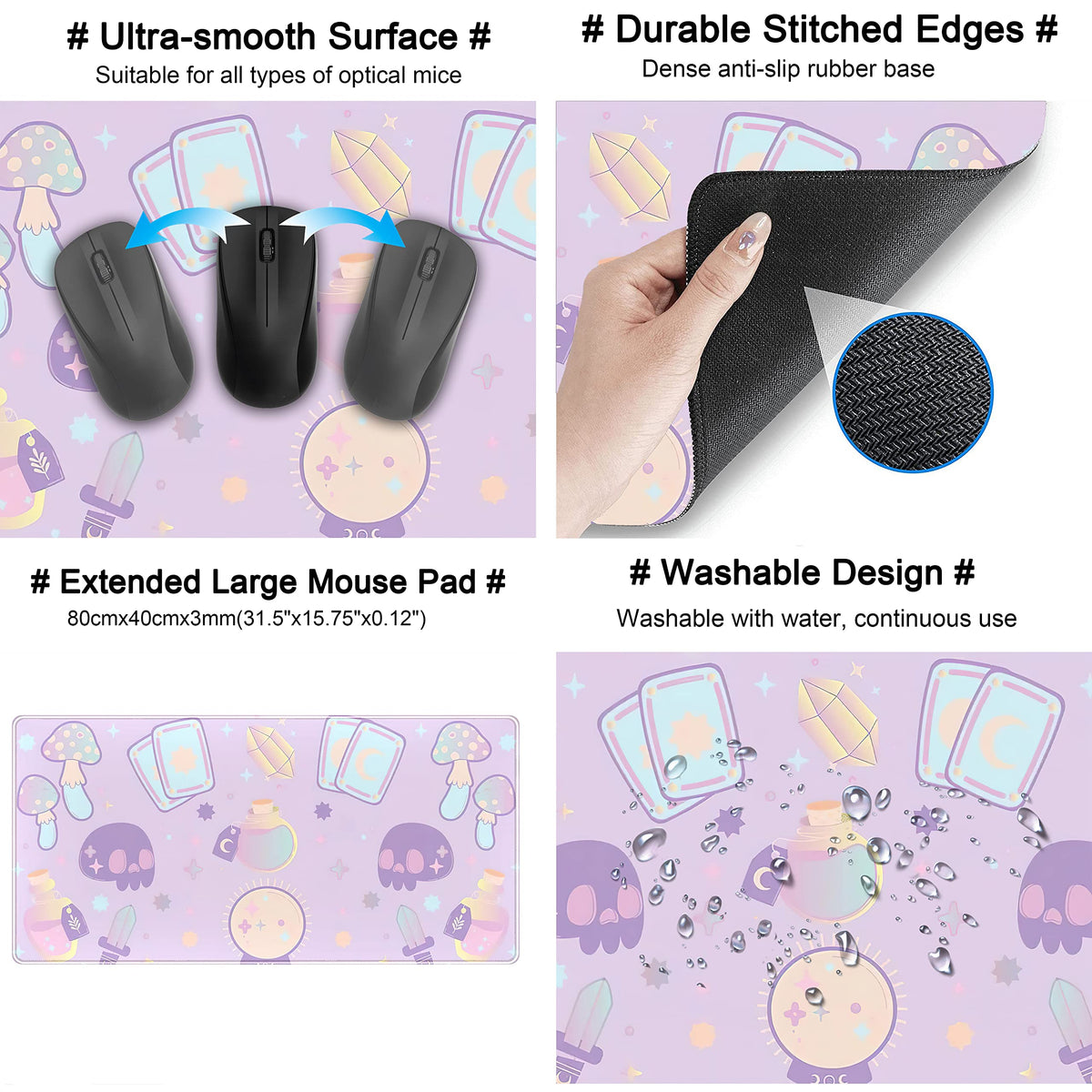 Kawaii Purple Desk Mat (Blue Purple)