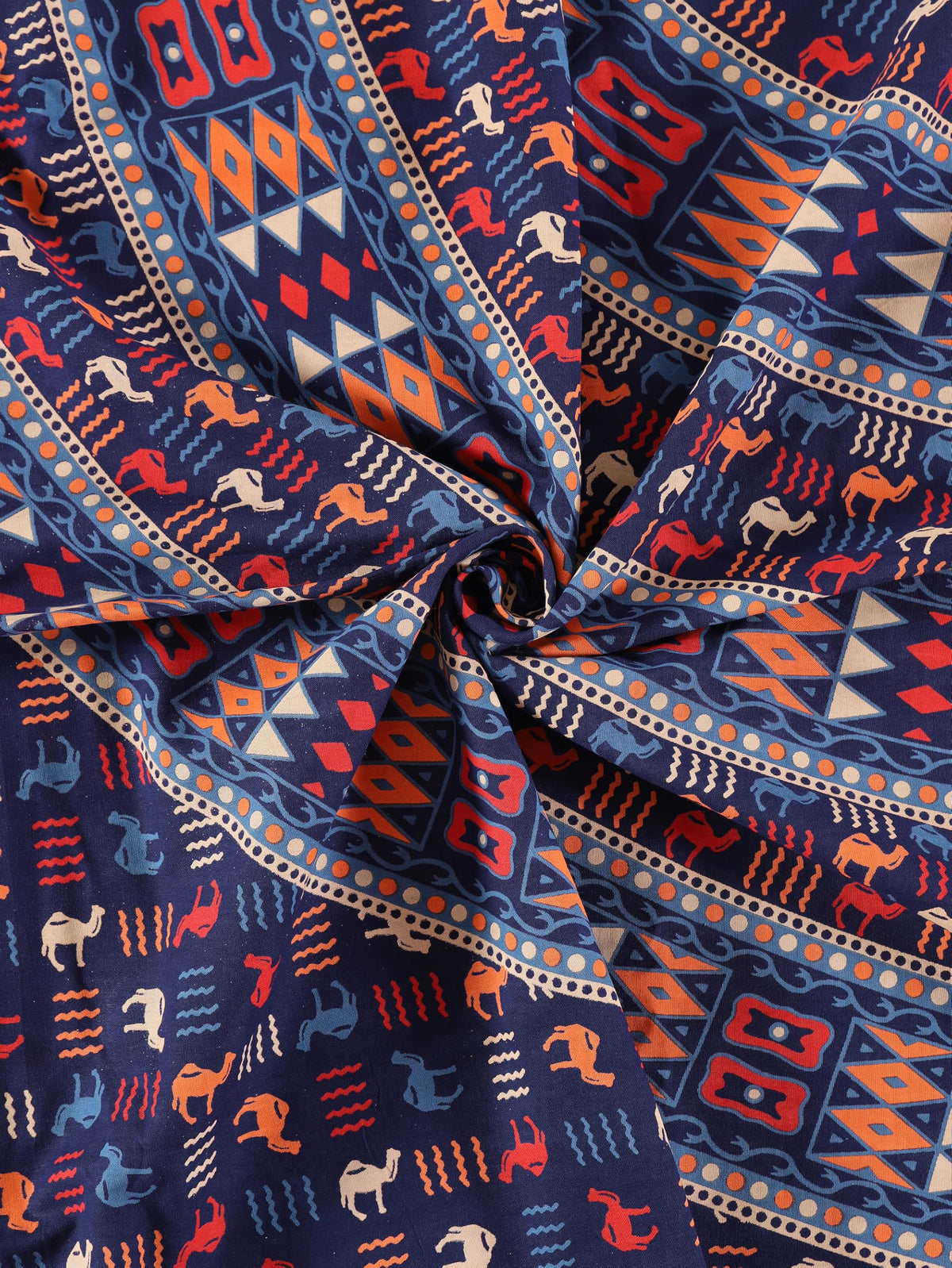 Queen Mandala Hippie Hippy Camel Ethinic Psychedelic Tapestry Wall Hanging (105L" x 81W" / Camel Blue Orange)
