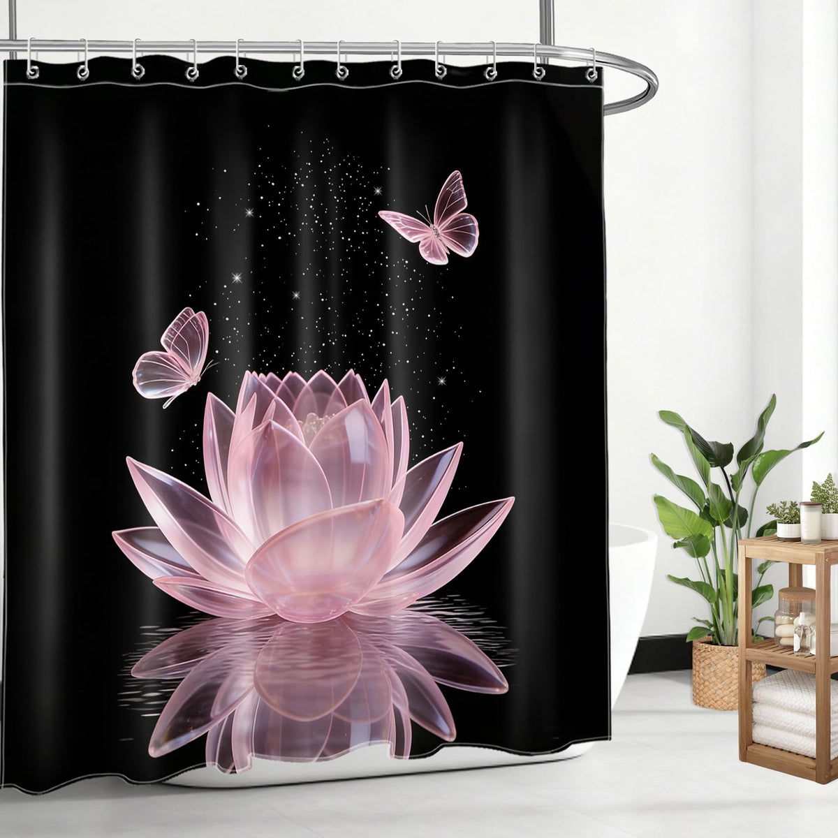 Pink Water Lily Shower Curtain for Bathroom (Pink / 70"W x 70"L (Pack of 2))