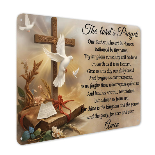 Funny Bar Sign The Lord's Prayer Sign Jesus Christian Sign Man Cave Vintage Metal Sign For Garage Home Bar Wall Decor 8x12 Inch (The Lord's Prayer / 8x12 Inch)