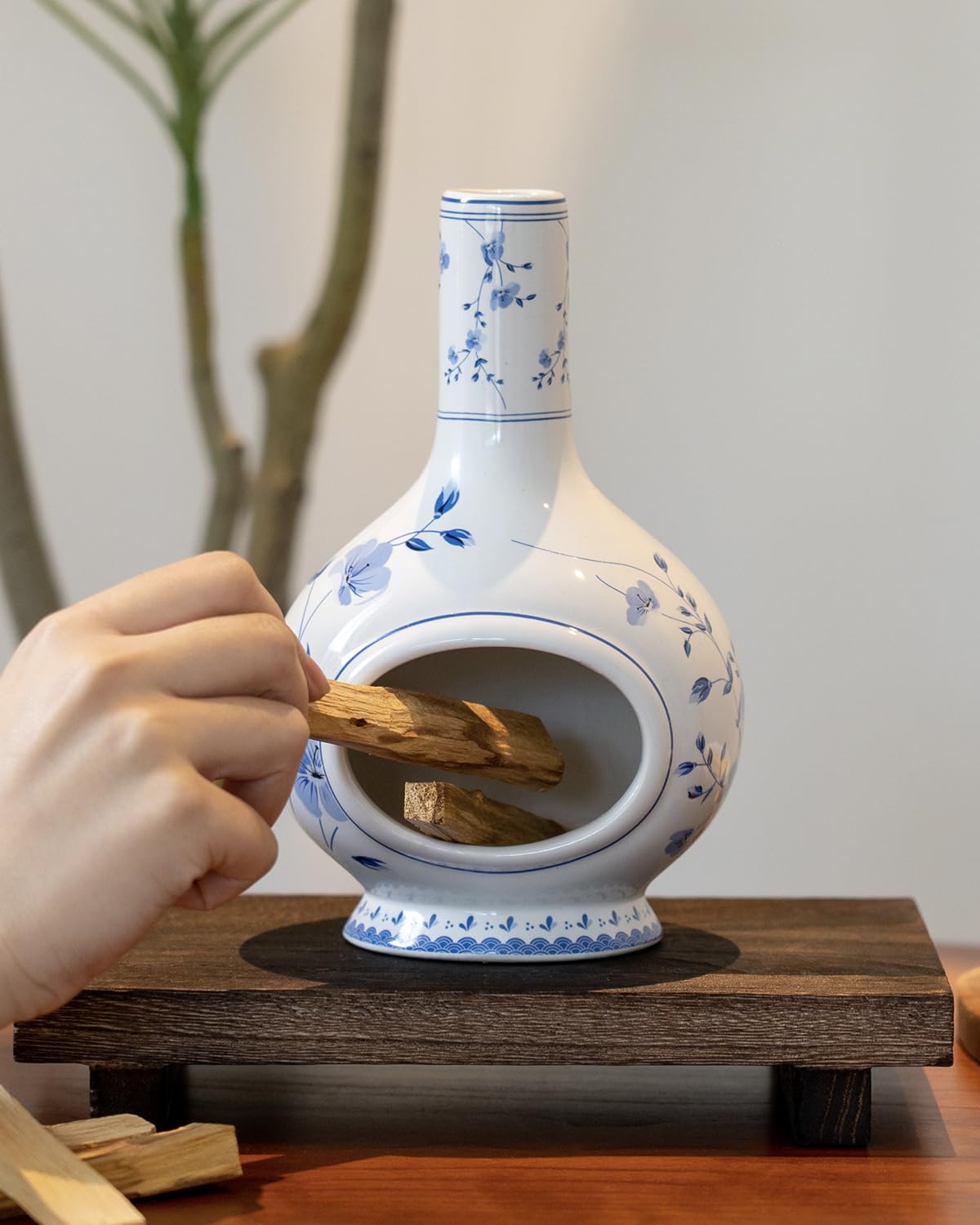 Ceramic Incense Holder Palo Santo Burner (Blue and White Porcelain)