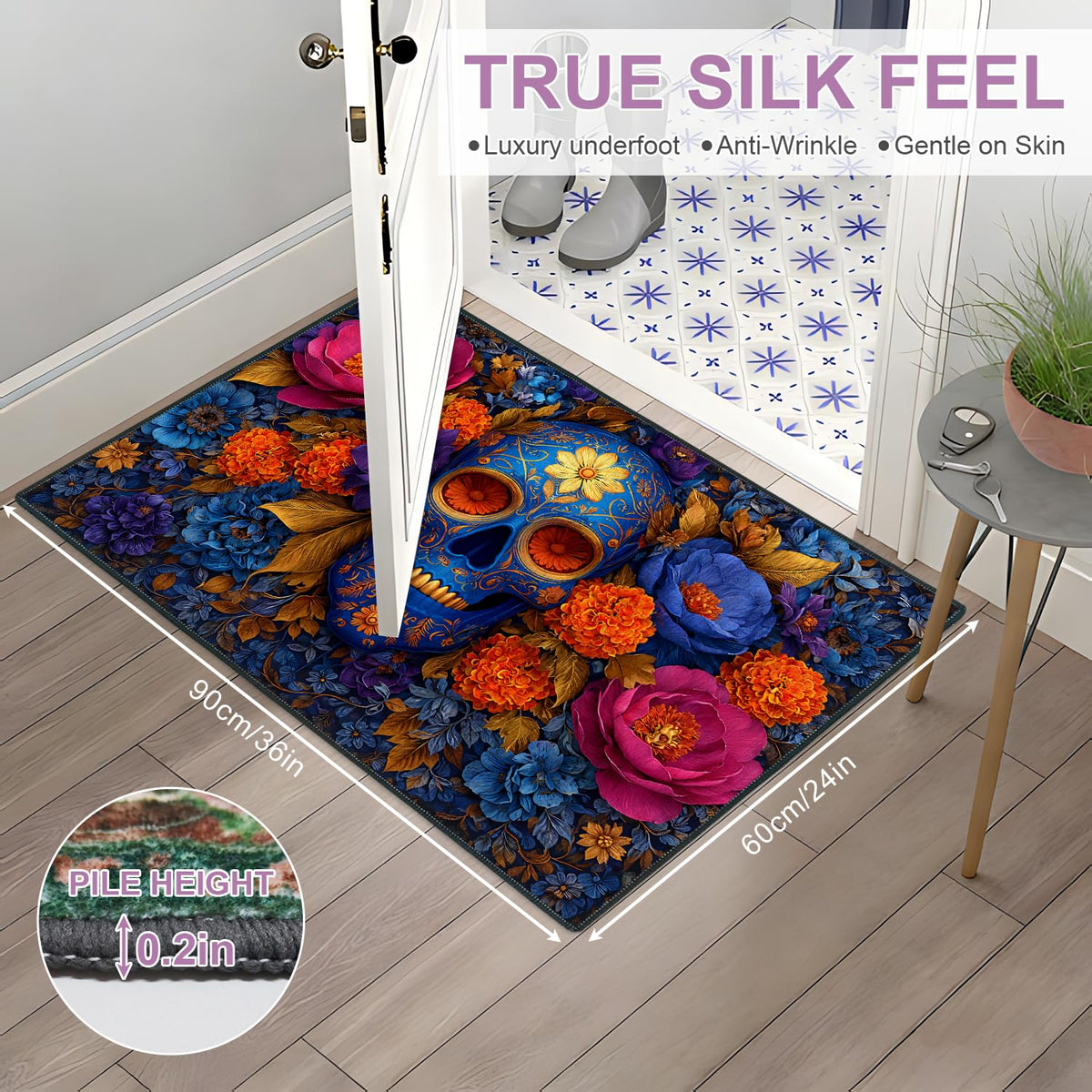 Floral Sugar Skull 2x3 Entryway Rug (21 / 2' x 3' (Rectangular))