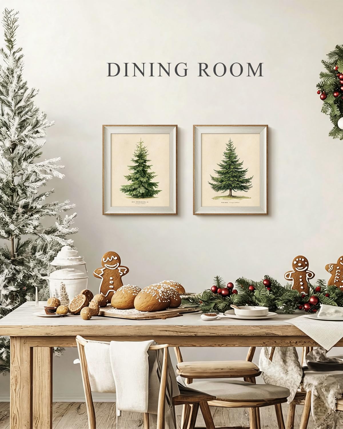 Framed Minimalist Rustic Christmas Tree Wall Art Set (Christmas Tree Guide / 12"L x 10"W)