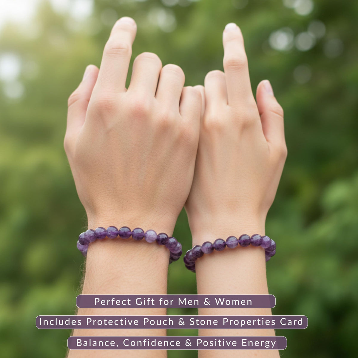 Dogtooth Amethyst Bracelet 8mm Beaded Bracelet (Dogtooth Amethyst / Large)