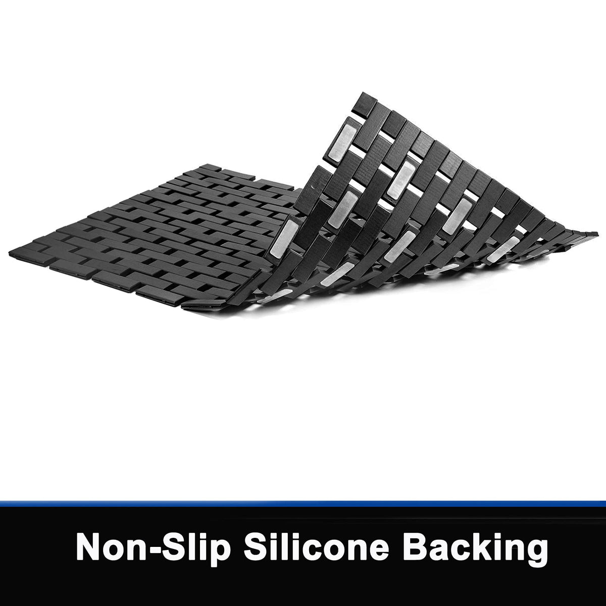 Rayon derived from Bamboo Bath Mat Bathroom Rugs Floor Wood Shower Bathtub Waterproof Non Slip Accessories 16x24 Inch Easy to Clean (Black / 16x24 Inch-1 pc)
