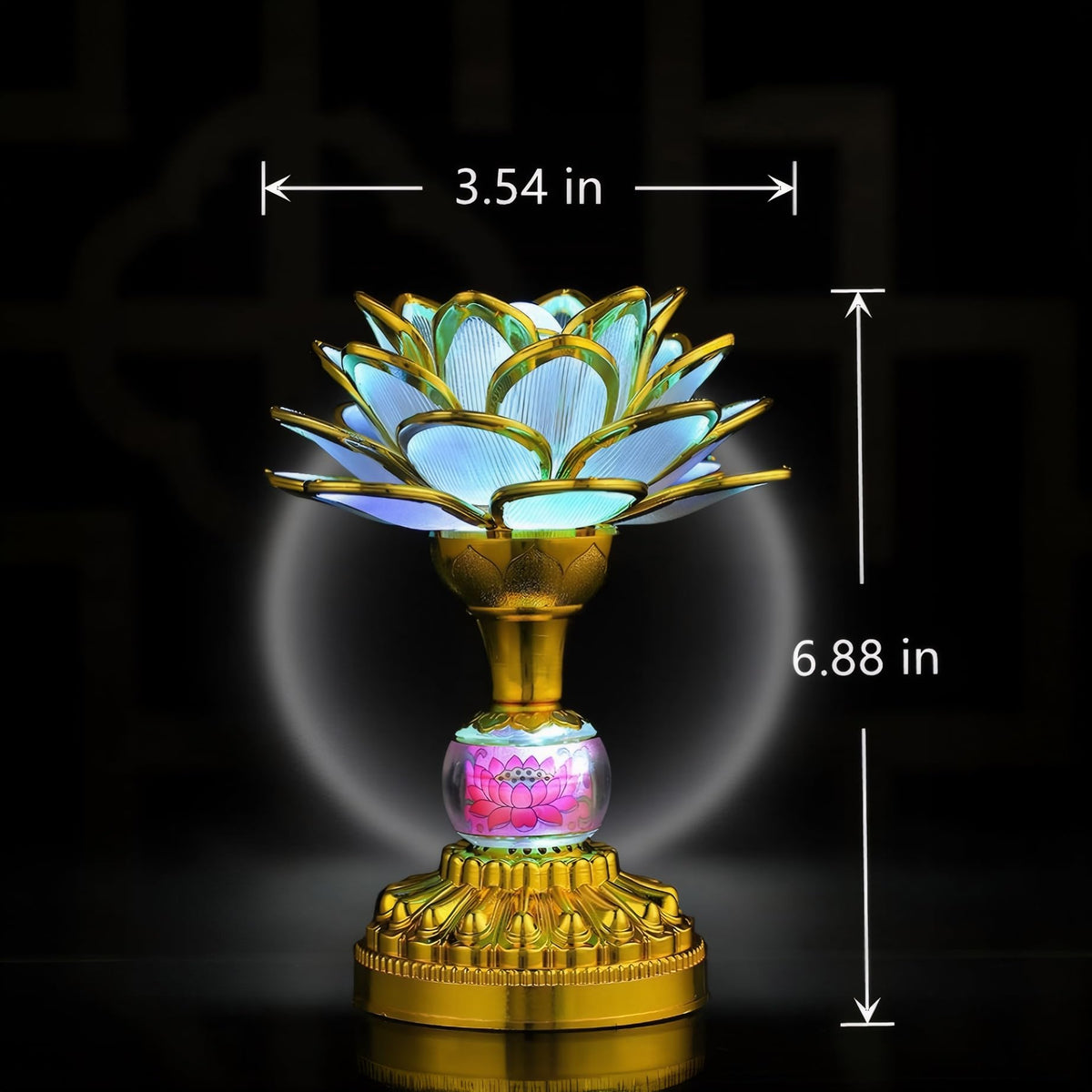 2 Pack Colorful LED Lotus Buddhist Lamp (Champagne Gold)
