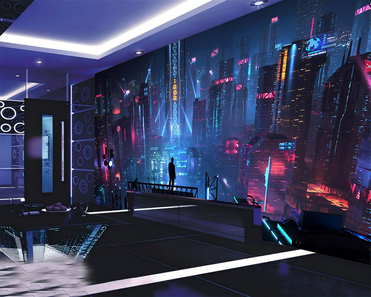 Peel and Stick Wall Mural Wallpaper Night Club 157"×108" Decor K04 (K04 / 157" x 108")
