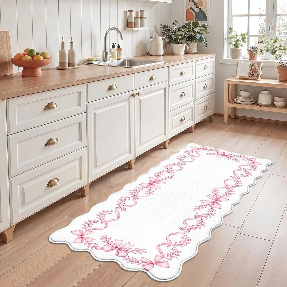 Scalloped Hallway Runner Rug (Coquette Bow 1 / 2' x 6' (Scalloped))