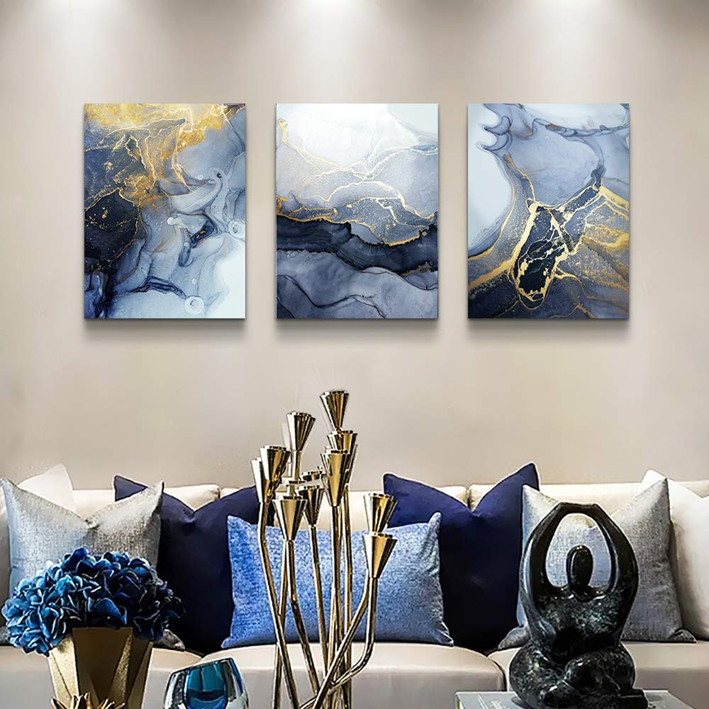Abstract Wall Decor for Living Room Bedroom Wall Art (12x16inches*3pcs / Abstract Line Painting Canvas)