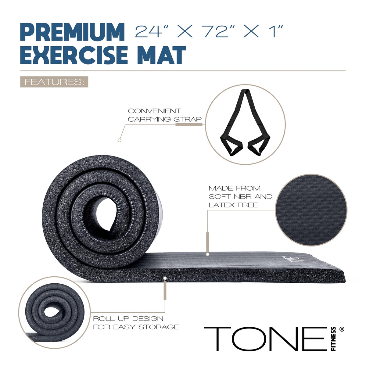 1" Extra Thick Yoga Mat (Diamond / Black)