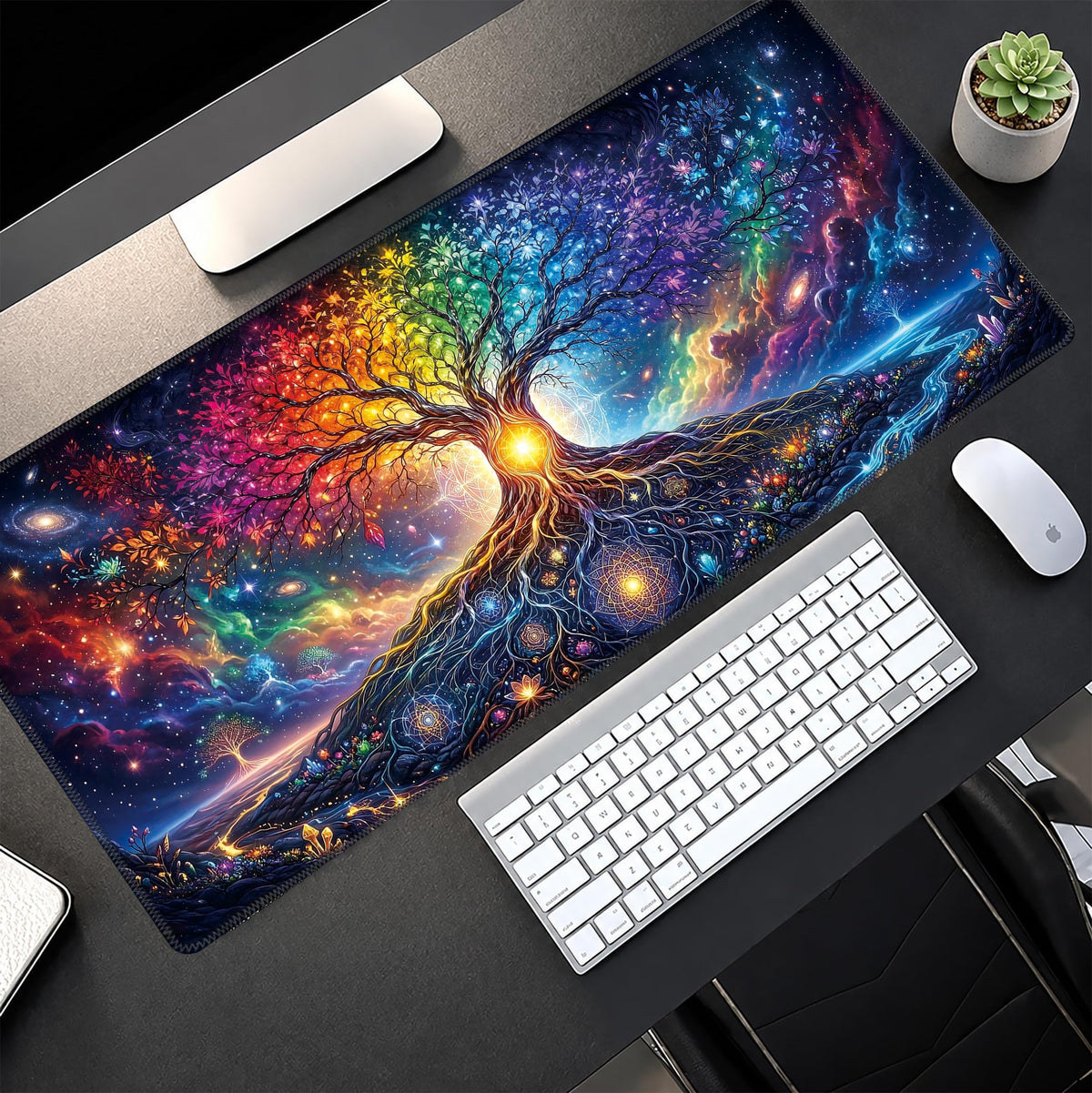 Rainbow Tree of Life Extended Gaming Mouse Pad (Rainbow Tree of Life / 35.4L x 15.7W inches)