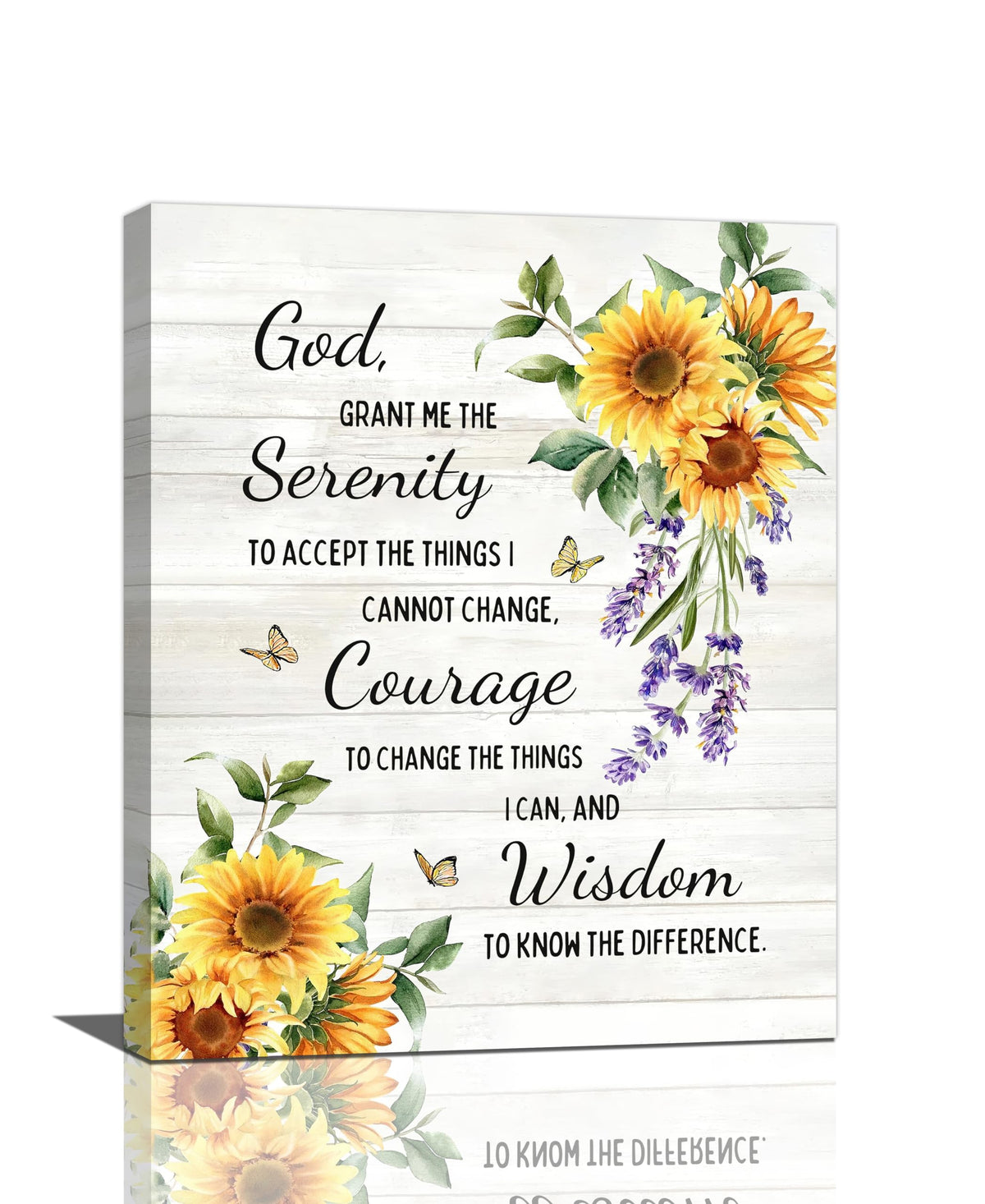 Serenity Prayer Wall Decor Christian Religious Sunflower Pictures Inspirational Bible Verses Scripture Canvas Wall Art God Painting Home Modern Artwork Framed for Living Room Bedroom Office 16x20inch (20"L x 16"W / Serenity Prayer)