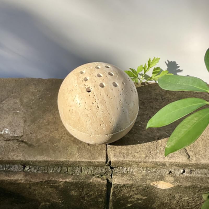 Handmade Travertine Stone Incense Resin Burner Holder (Light Beige)