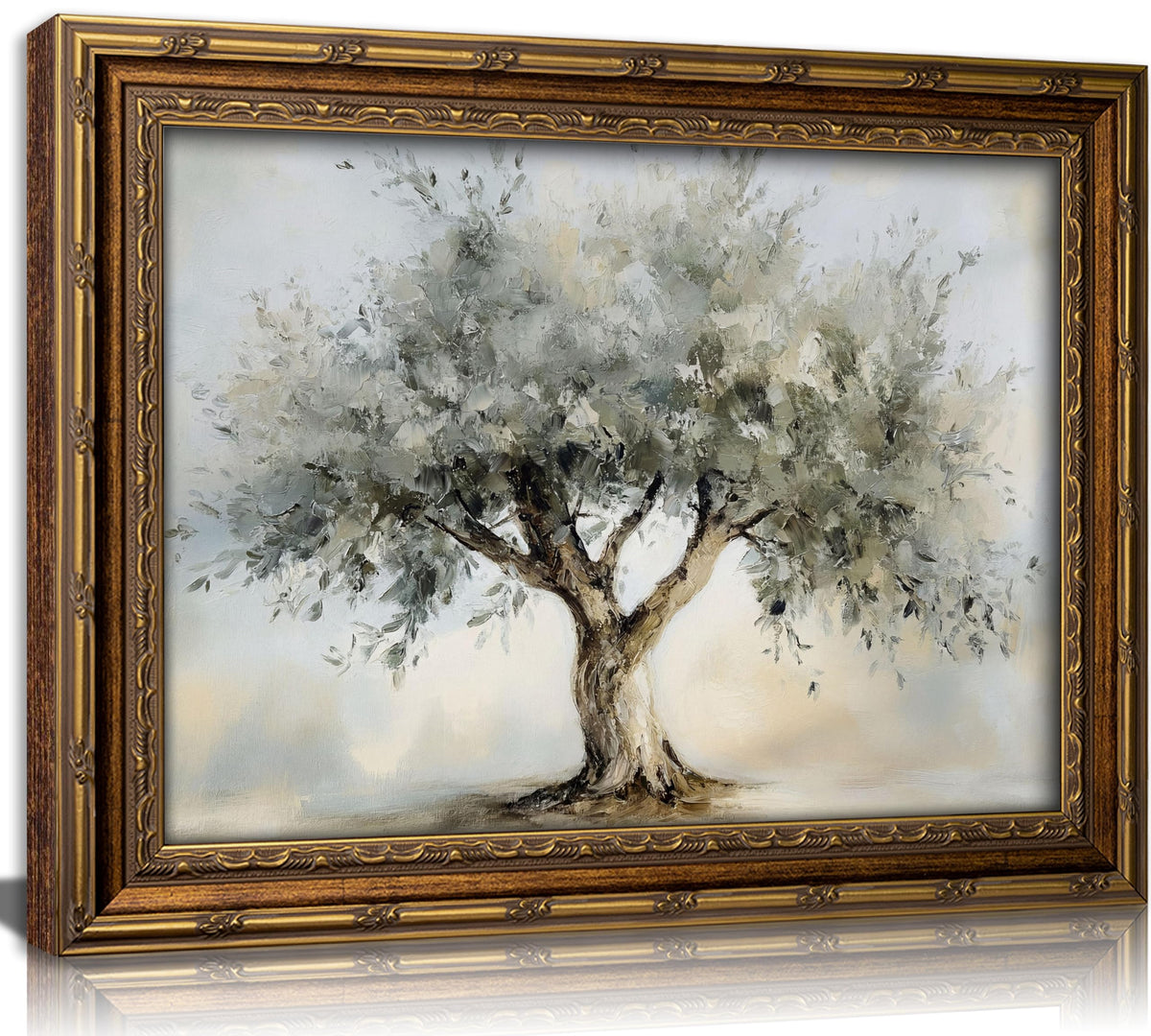 Vintage Gold Framed Olive Tree Canvas Wall Art (Tree / 16"L x 12"W)