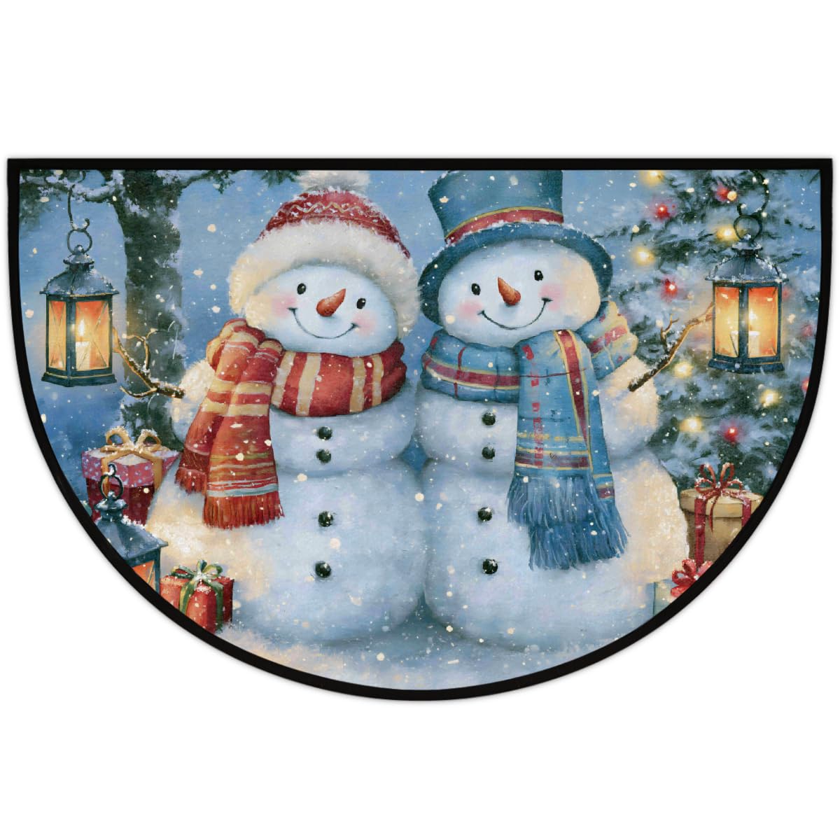 Christmas Half Round Door Mat Outdoor Welcome Entrance Doormat A6 (B-16 Christmas)