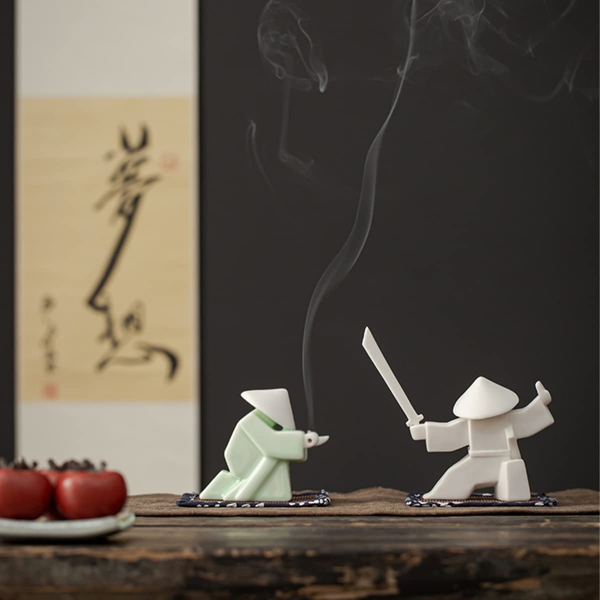 Tea Pet Warrior Statue Figurine Tea Ornament Accessories Cute Kung Fu Tea Decoration Gift for Tearoom Home Office Children's Day Gift for Tea Lover (Whitea and Whiteb)