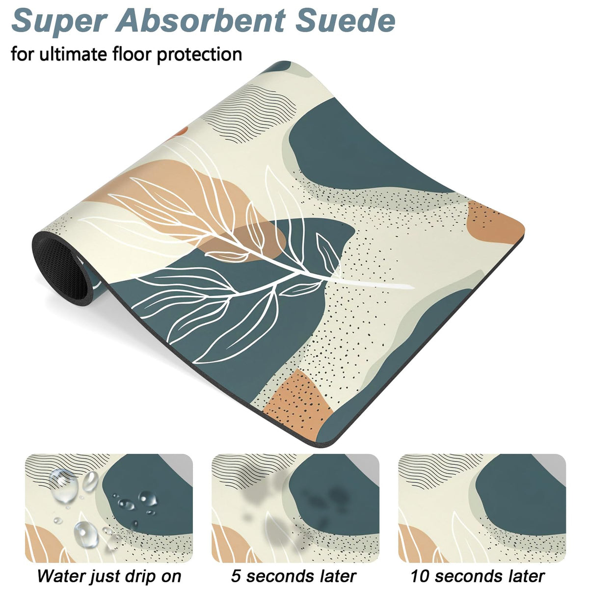 Dog Food Mat 12" x 19" Boho Absorbent Dog Cat Bowl Mat for Food and Water