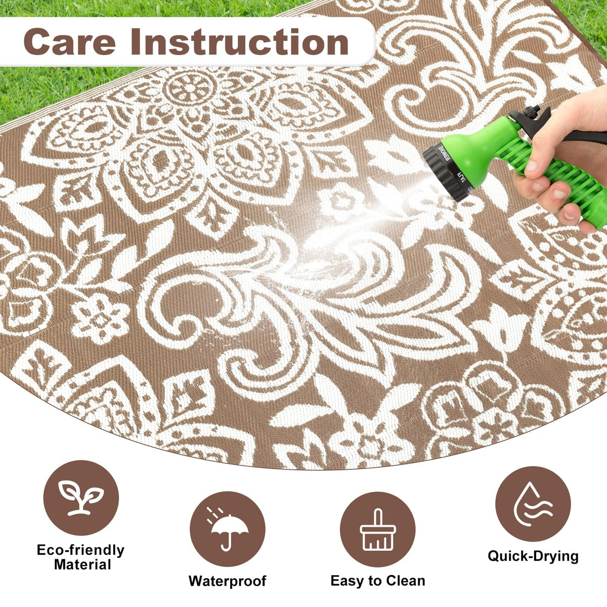 Waterproof Outdoor Rug 9' x 18' (Brown / 9' x 18')