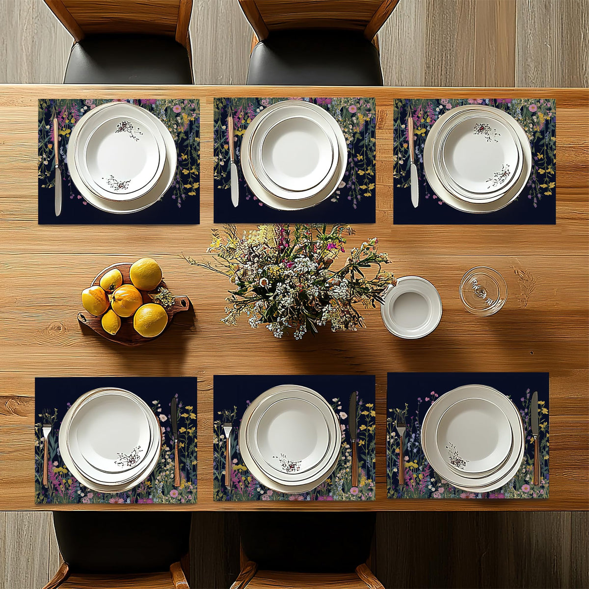 Wildflower Spring Floral Placemats Set of 6 (Wildflower Spring Floral Garden Flowers)