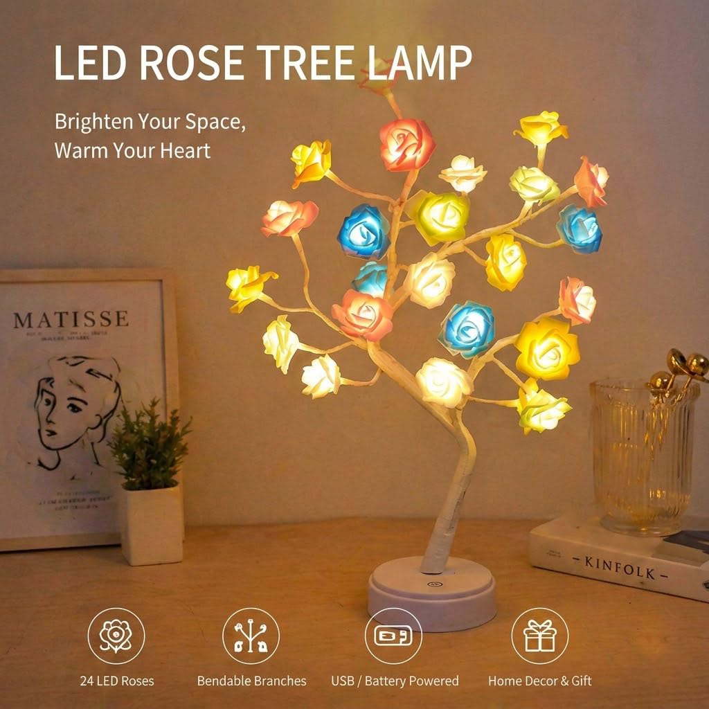 Rose Flower Tree Lamp (Red)
