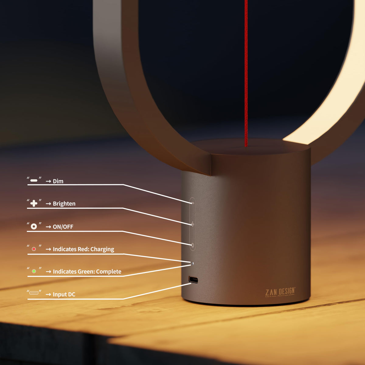 Table Lamp for Bedroom (Black-15.7")