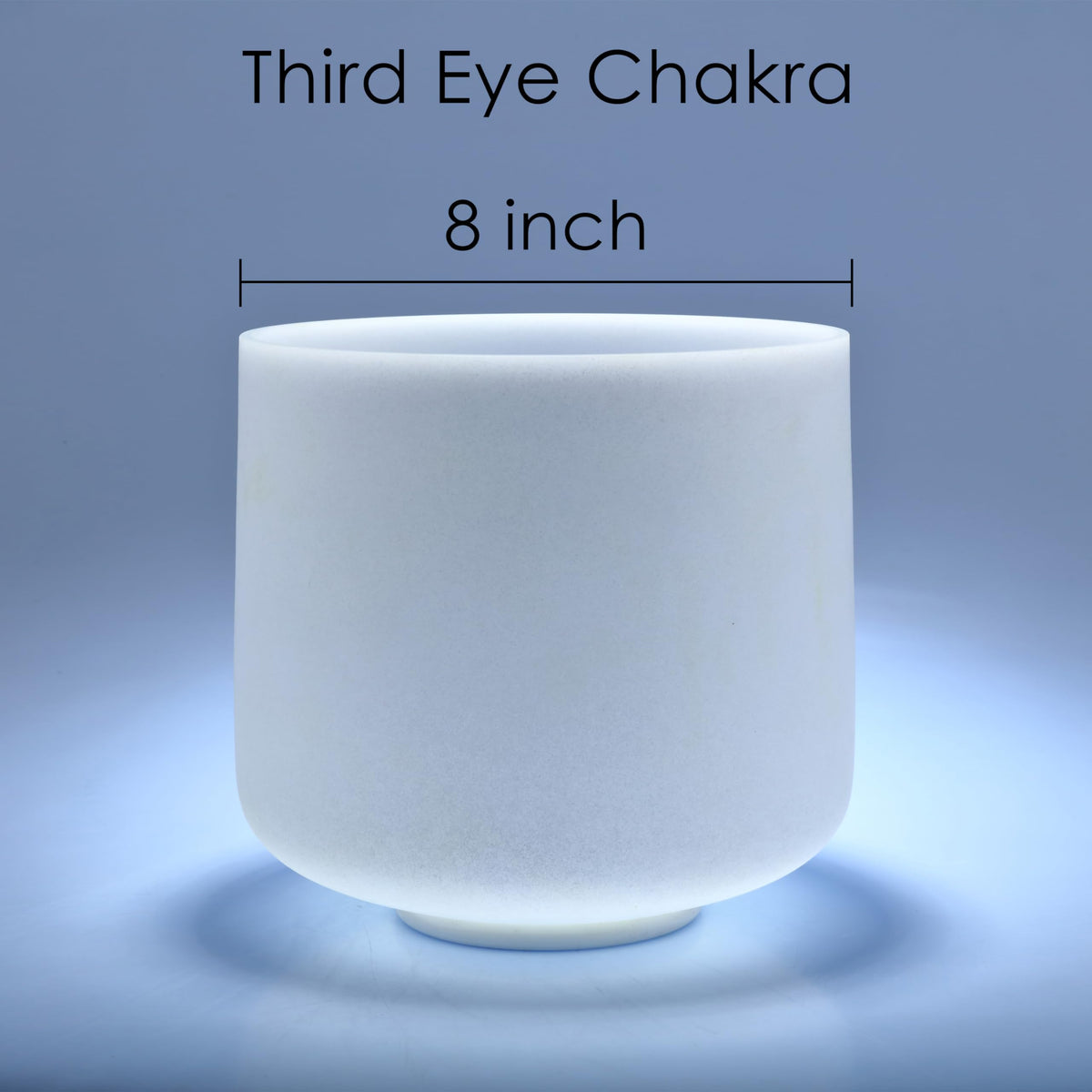 432Hz A Note Crystal Singing Bowl 8 inch Third Eye Chakra with Heavy Duty Carrying Case and Suede Mallet (8 inch / 432Hz A Note)