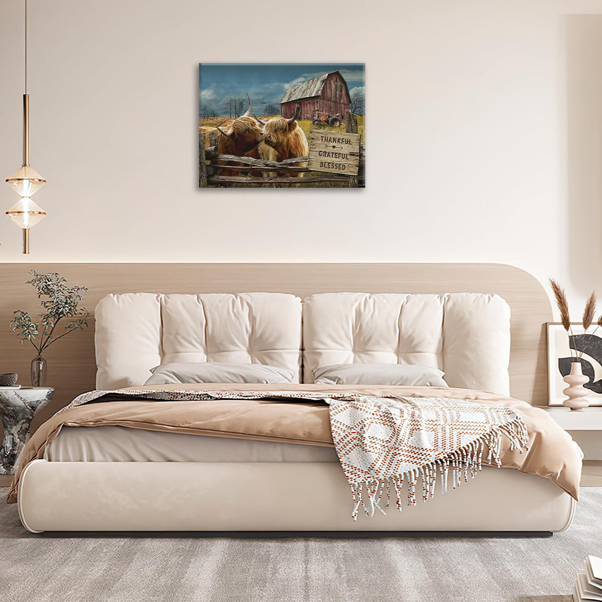 Farmhouse Highland Cow Wall Art Highland Cows Pictures Wall Decor Rustic Country Canvas Prints Decorations Painting Artwork Office Home Decor For Bathroom Bedroom Living Dining Room 20L X 24W (Farmhouse Cow / 20"L x 24"W)