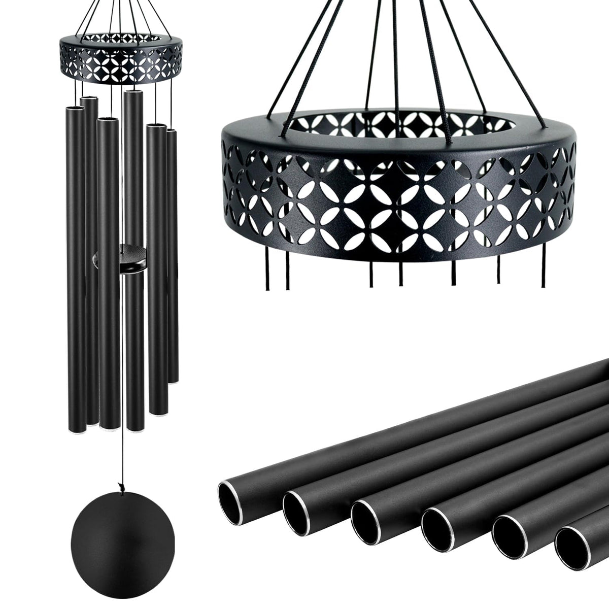 48'' Deep Tone Wind Chimes for Outside (48“-Black-2)