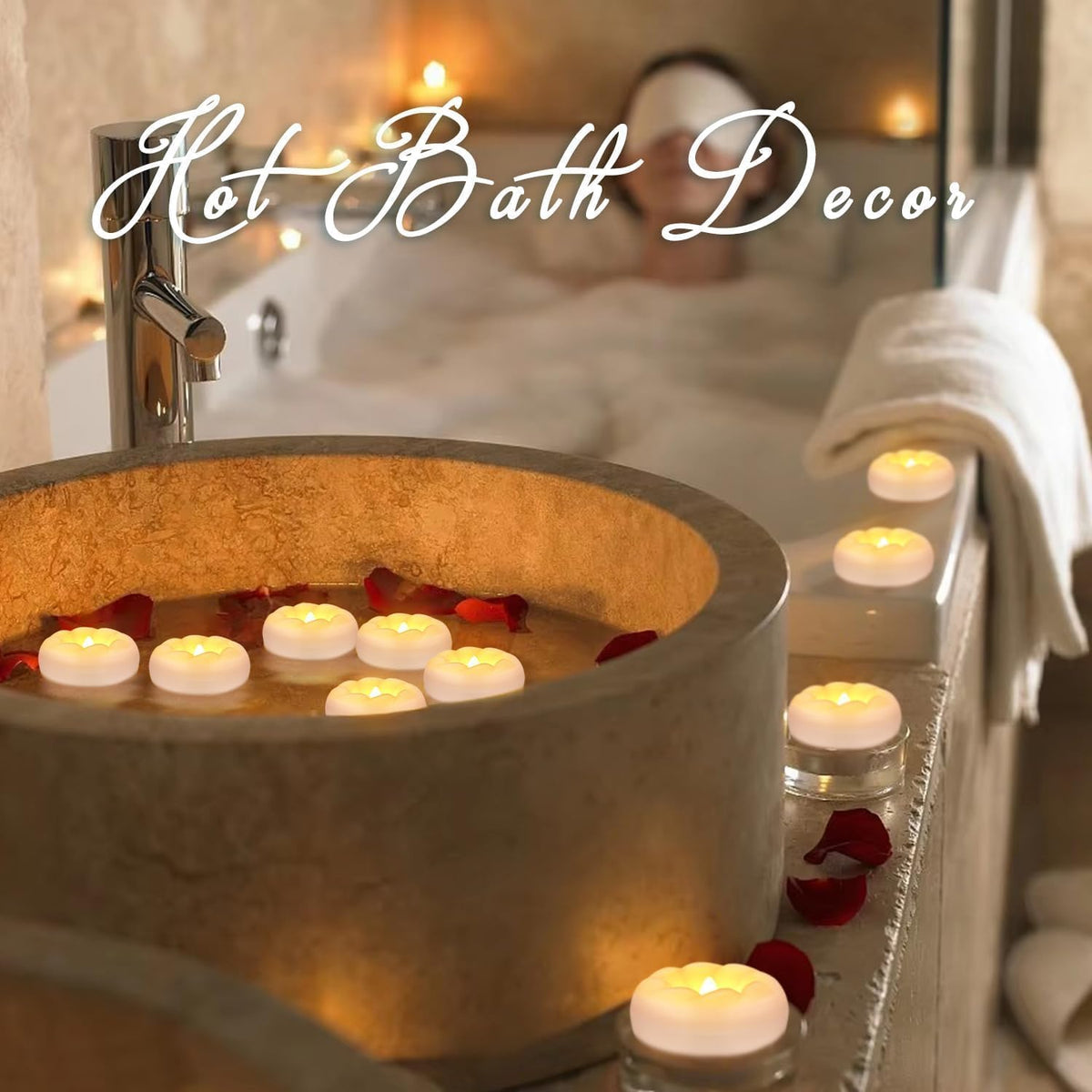 100-Pack 2-Inch+ Spiral-Pattern Water-Activated Flameless Floating LED Candles - Battery-Powered and Perfect for Wedding Vases, Bathtubs, Pools, and Large Events (100-FlamelessFloating Candles)