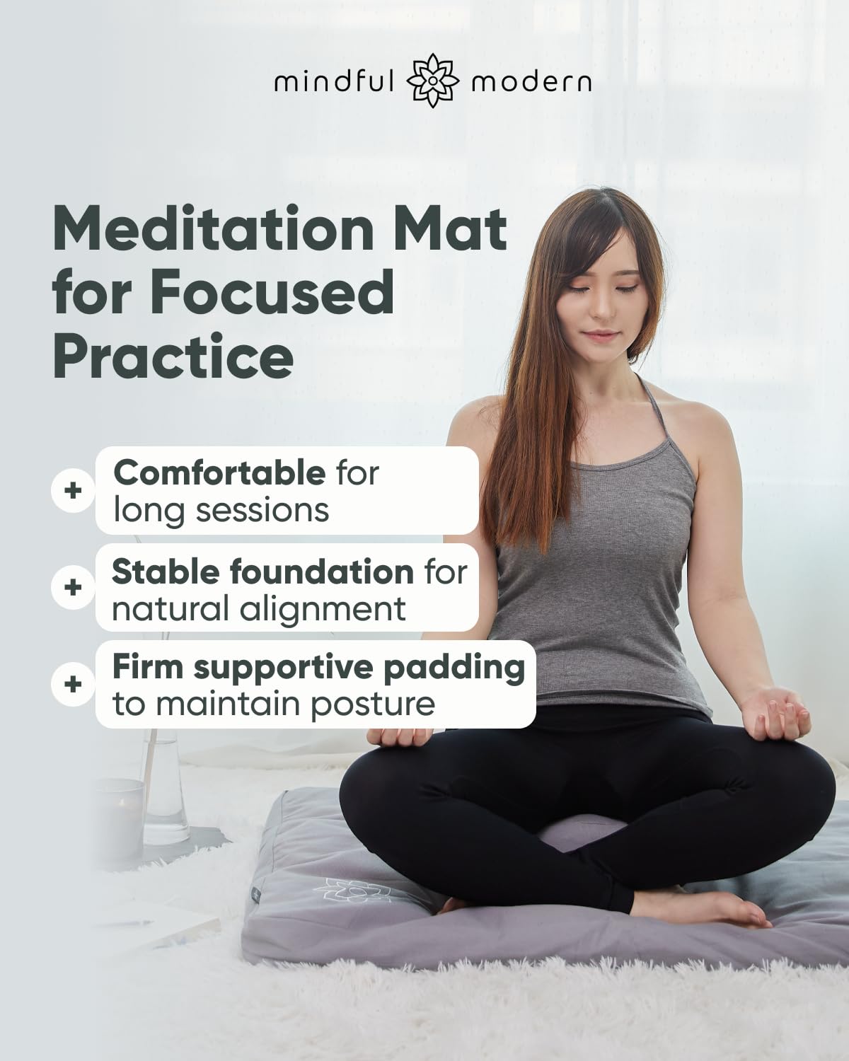 Zabuton Meditation Mat (Cotton - Grey)